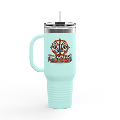 James Luker Backwater Hunting Logo 40oz Insulated Travel Mug Printify
