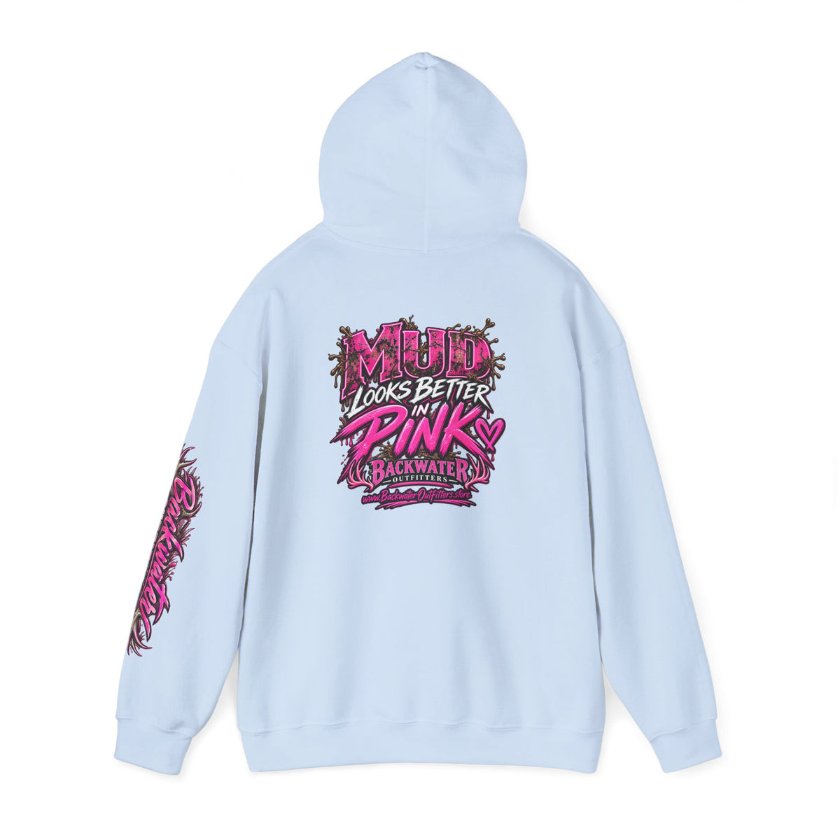 Girl Backwater Outfitters "Mud Looks Better Pink" Hoodie Printify