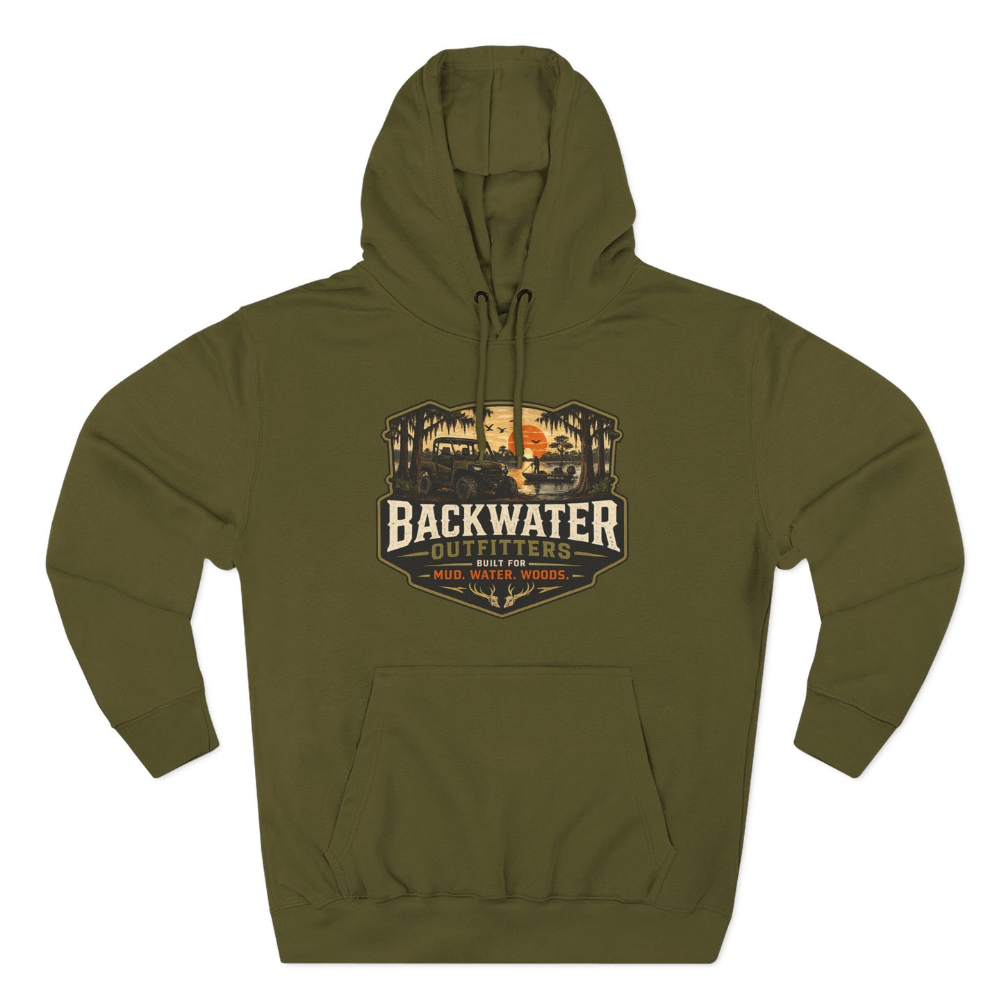Backwater Outfitters Fishing Hoodie — “My Retirement Plan Has a Trolling Motor” Graphic