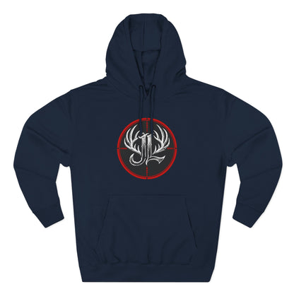 James Luker Hunting Logo Hoodie — Backwater Outfitters Antler Crest Fleece Hoodie Printify