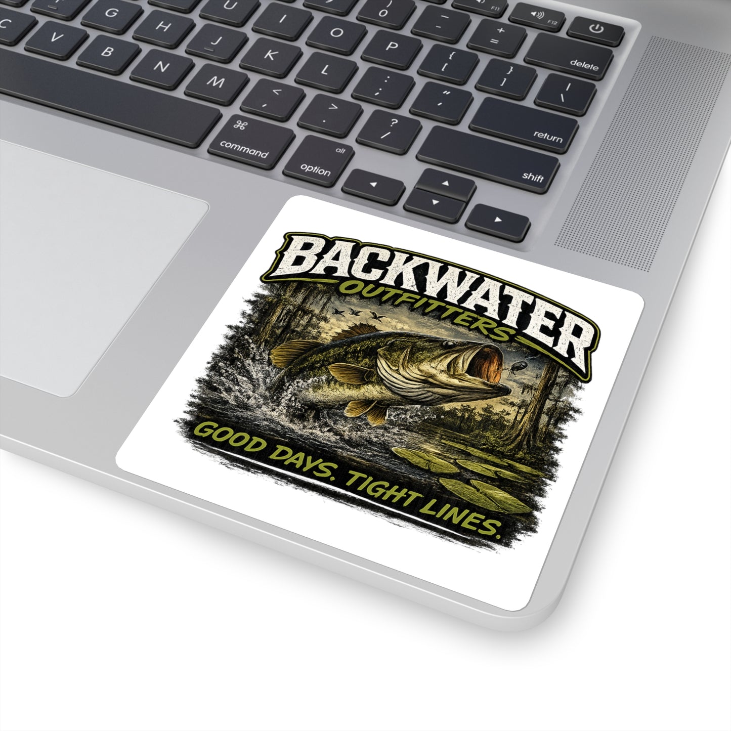 Backwater Outfitters Bass Sticker – “Good Days, Tight Lines” Square Fishing Decal