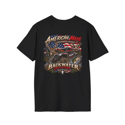 Backwater Outfitters Fishing T-Shirt — Retro Swamp Camp Logo