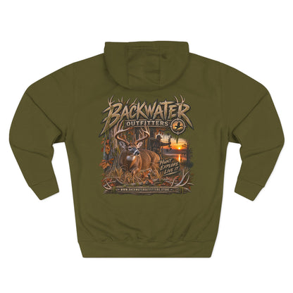 Backwater Outfitters Deer Sunset Hoodie — Hunting Outdoor Graphic Hoodie Printify
