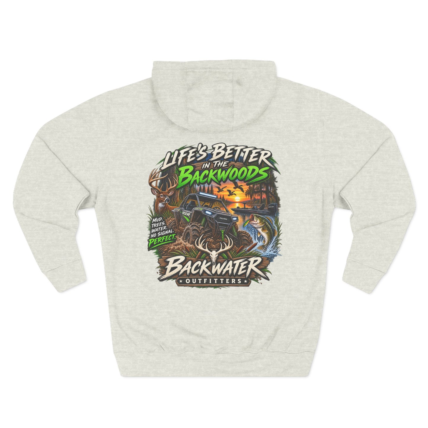 Backwater Outfitters Off-Road Hoodie – "Life's Better in the Backwoods" Graphic