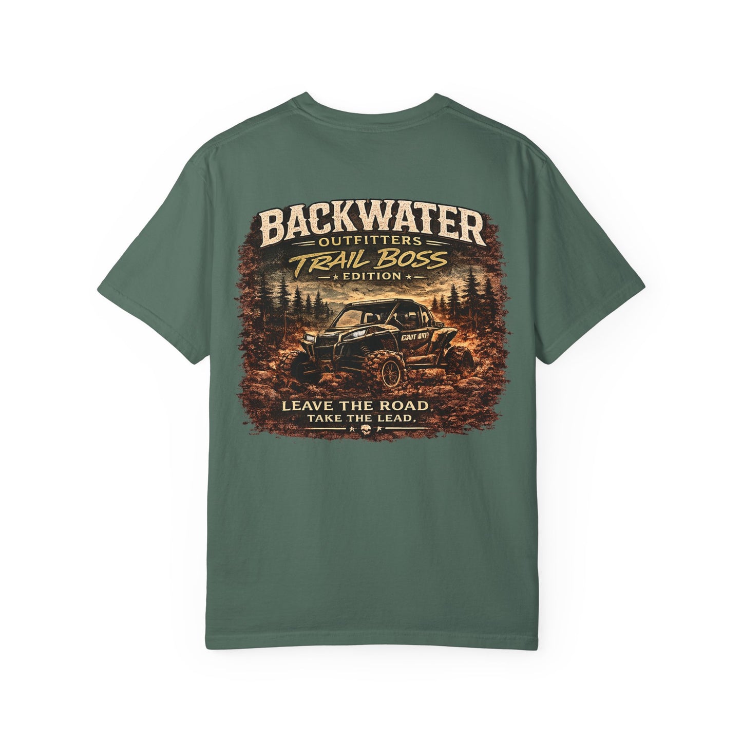 Trail Boss T-Shirt — Backwater Outfitters Off-Road Graphic Tee ("Leave the Road, Take the Lead")