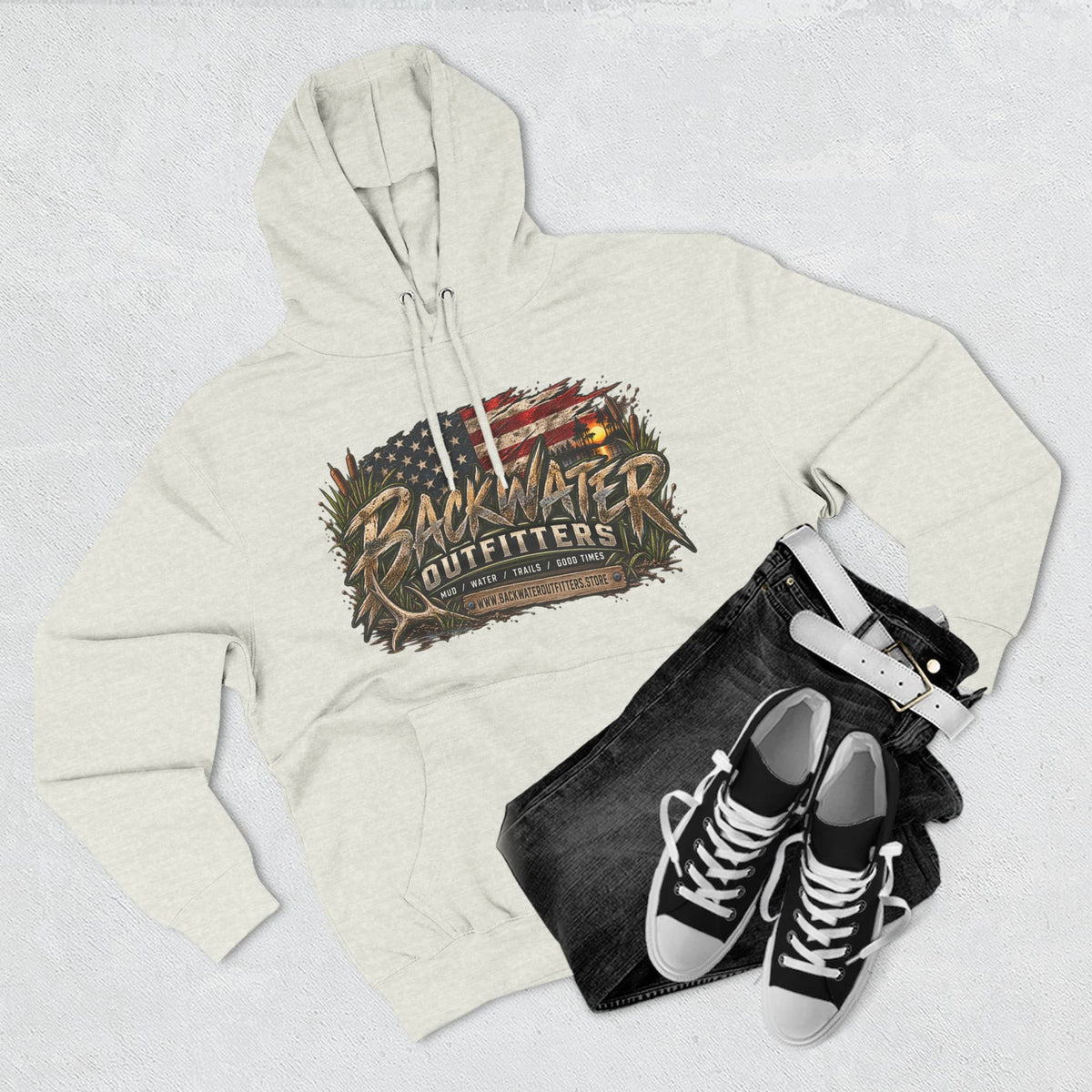 Backwater Outfitters Off-Road Hoodie — American Flag & UTV Graphic Printify