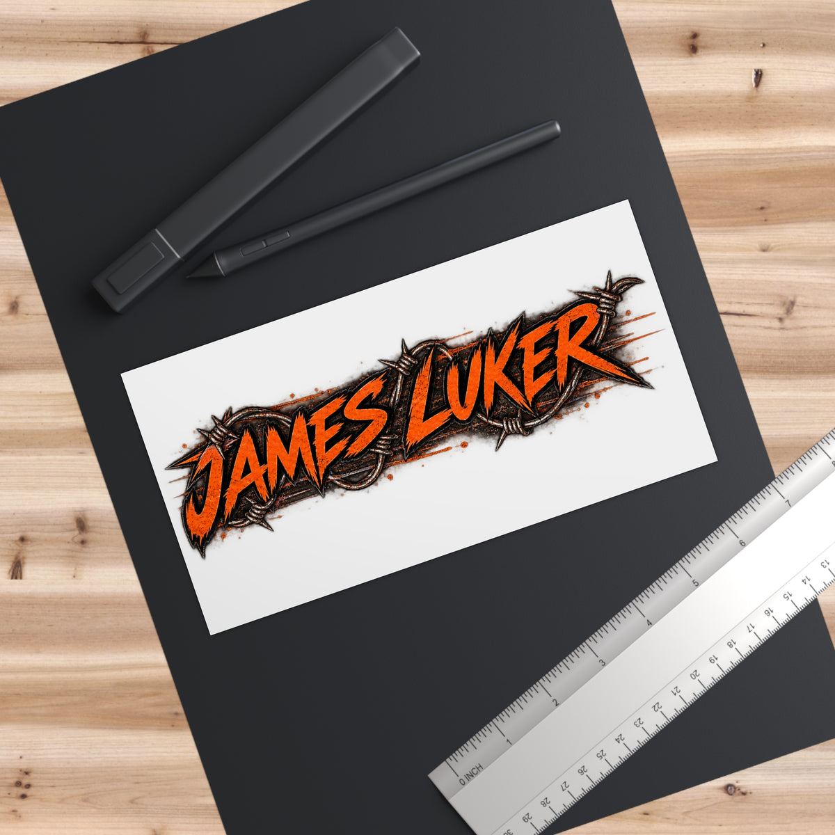 James Luker Custom Name Bumper Sticker — “James Luker” Grunge Barbed Wire Design Printify