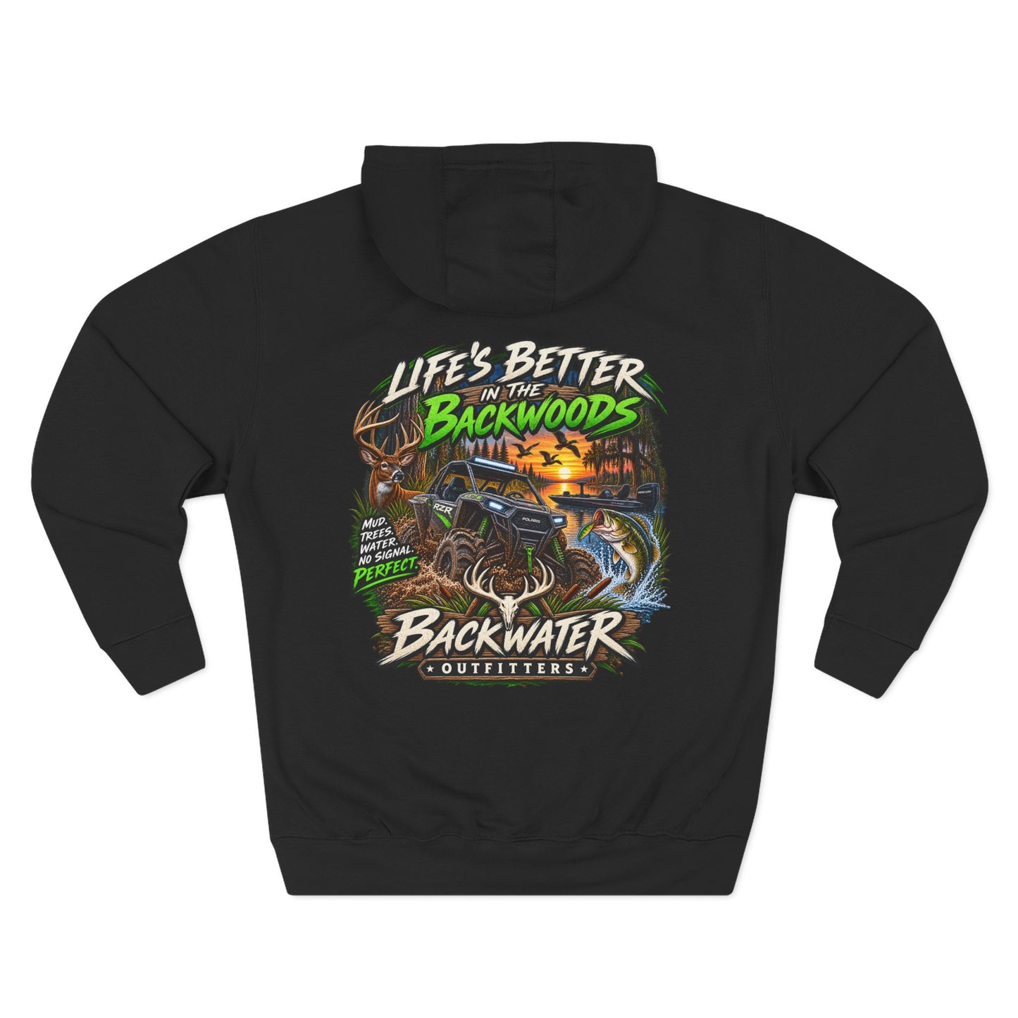 Backwater Outfitters Off-Road Hoodie – "Life's Better in the Backwoods" Graphic