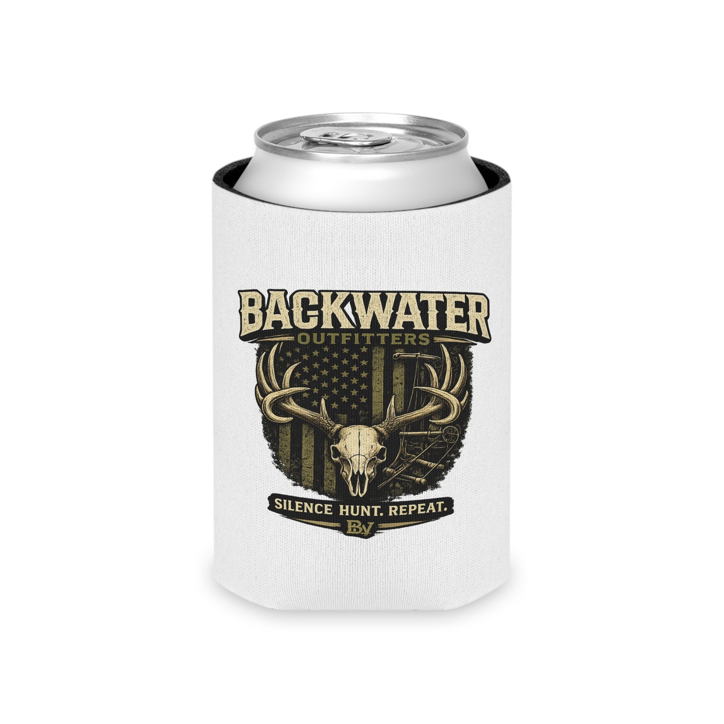 Backwater Outfitters Can Cooler – 'Silence. Hunt. Repeat.' Hunting Drink Koozie