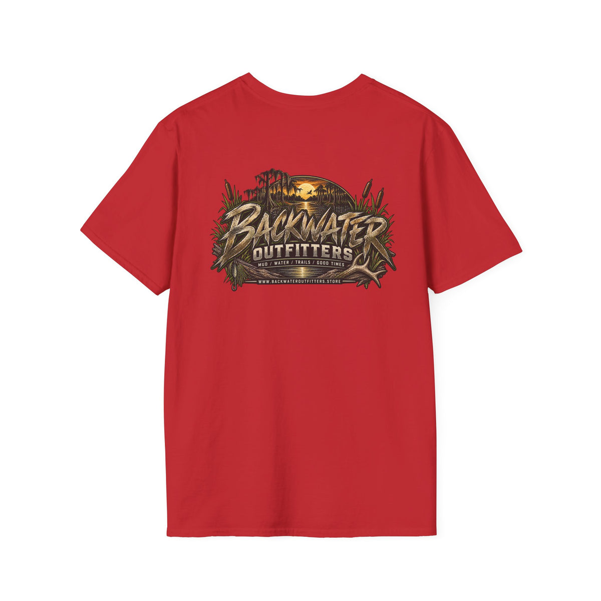 Backwater Outfitters T-Shirt – Sunset Marsh Fishing Tee Printify