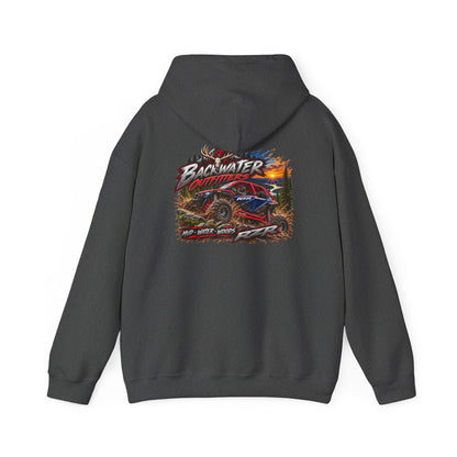 Backwater Outfitters Hoodie — American Flag Outdoor Fishing & Off-Road Pullover Printify