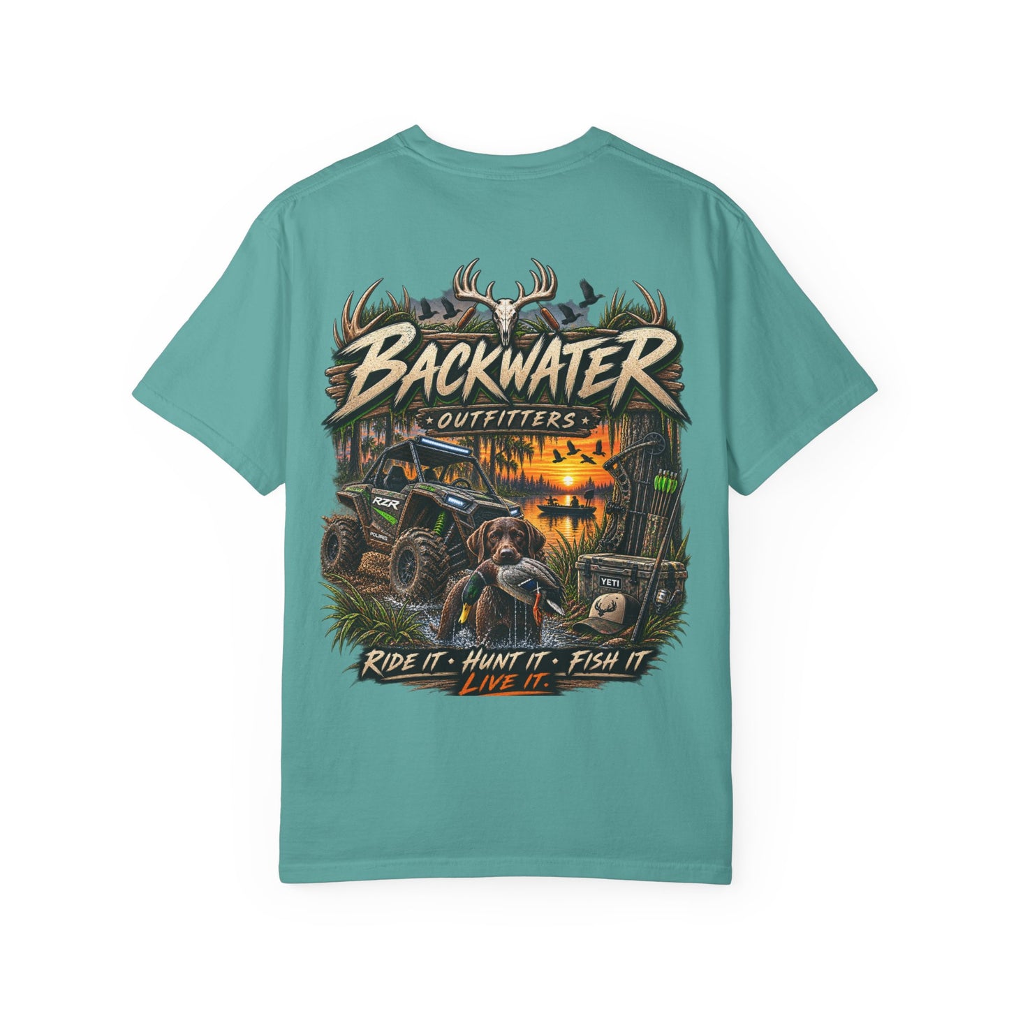 Backwater Outfitters Graphic T-Shirt — Ride It • Hunt It • Fish It