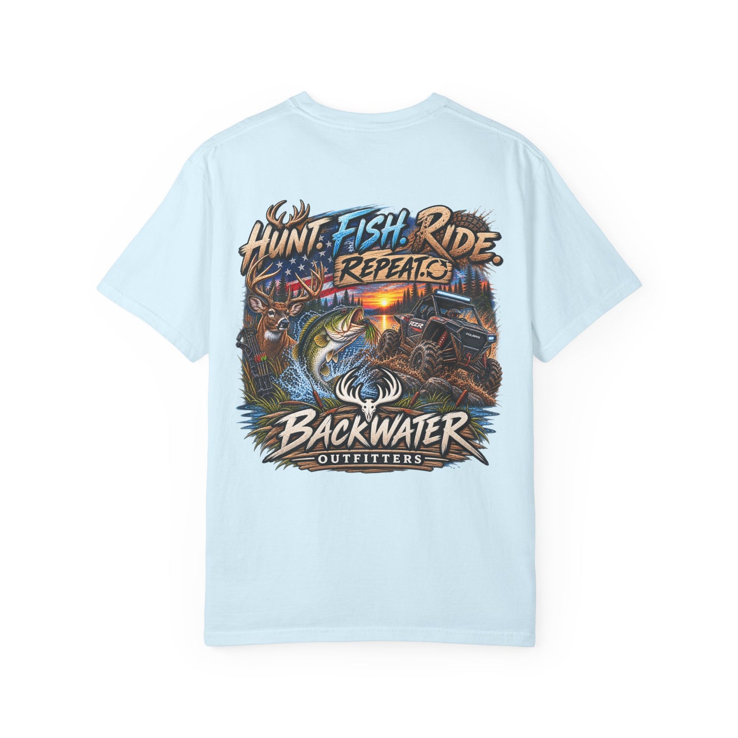 Backwater Outfitters "Hunt Fish Ride Repeat" T-Shirt