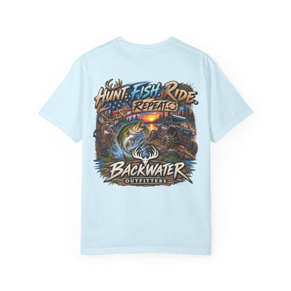 Backwater Outfitters "Hunt Fish Ride Repeat" T-Shirt