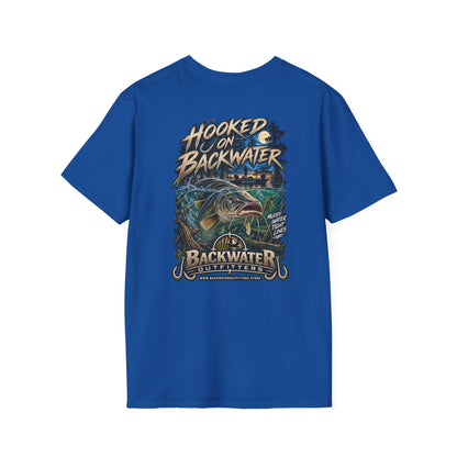 Hooked on Backwater Fishing T-Shirt — Bass Angler Graphic Tee Printify