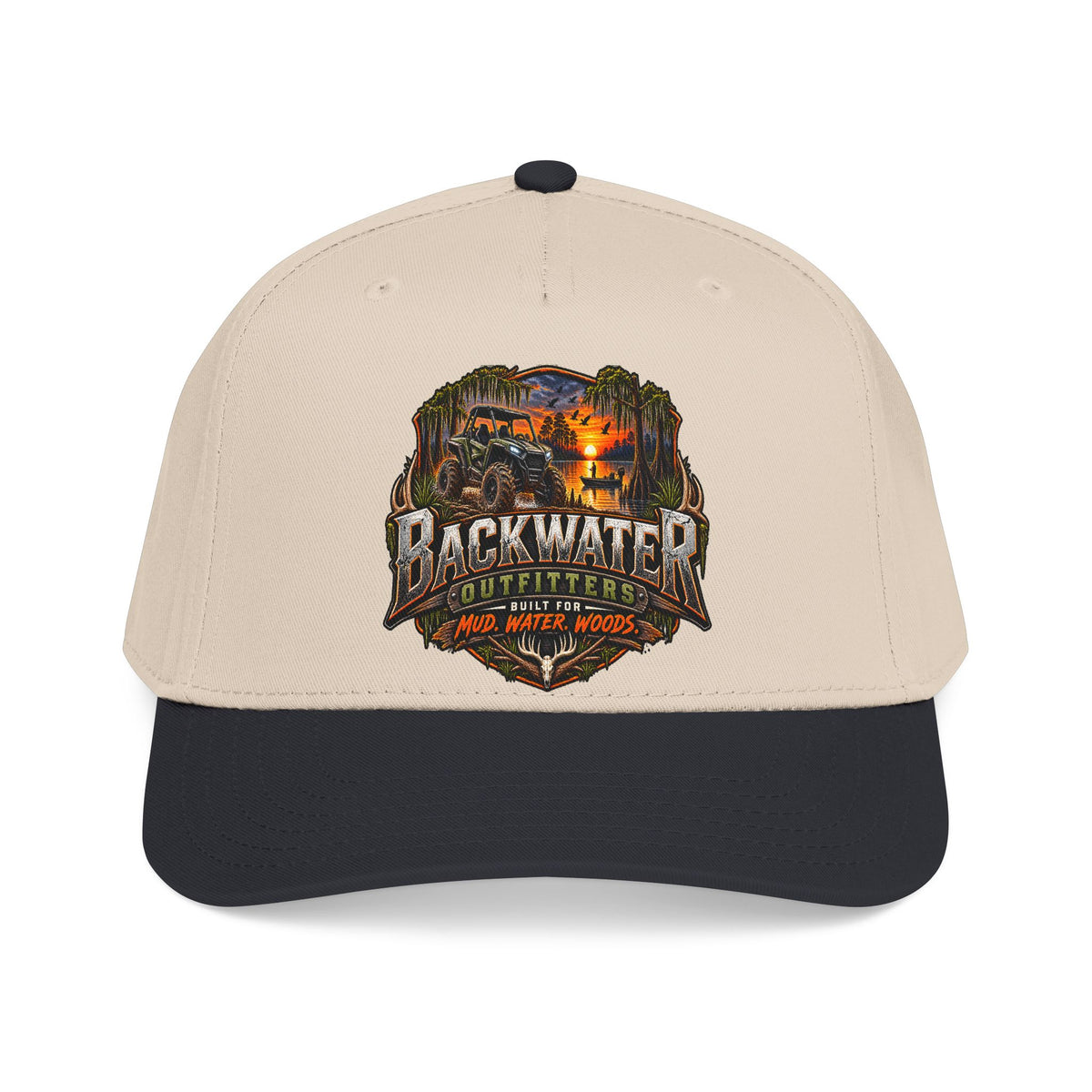 Backwater Outfitters Camping Cap — Retro Outdoor Fishing Hat Printify
