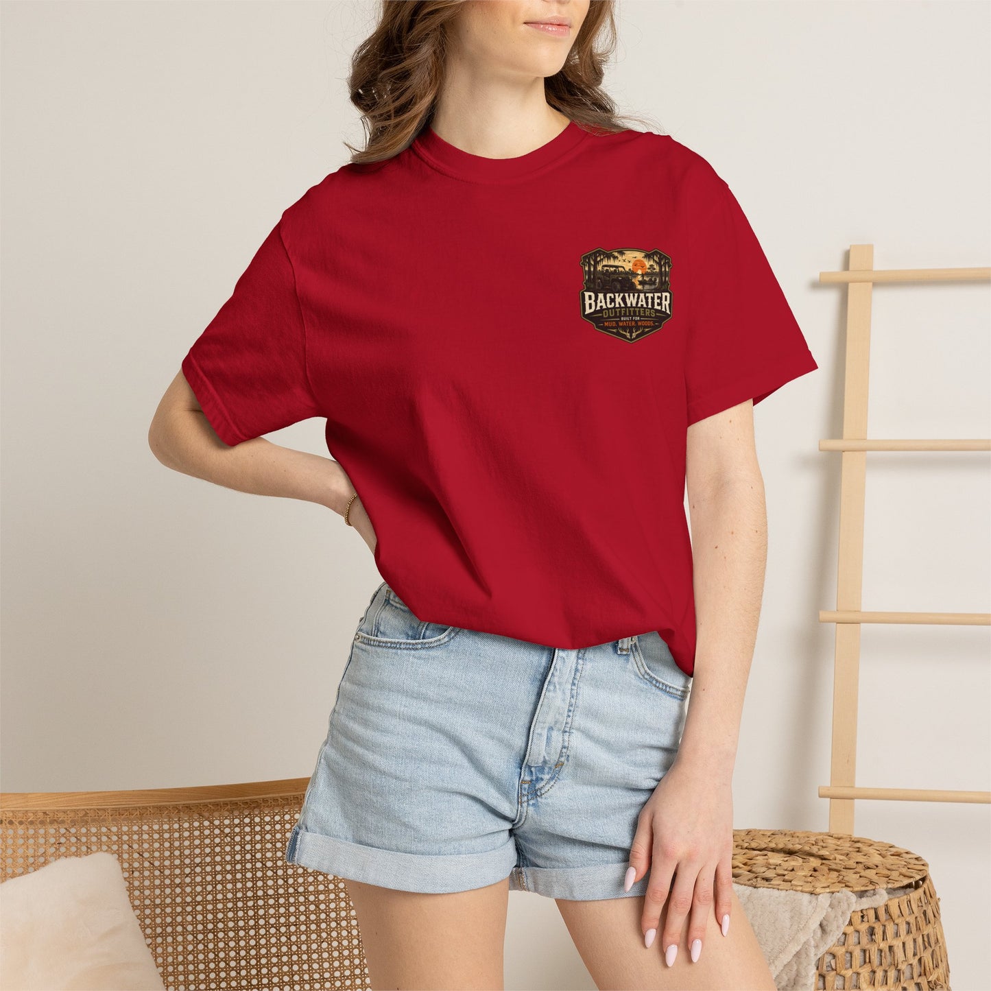 Backwater Outfitters Sunset Canoe T-Shirt — "Built for Mud. Water. Woods."