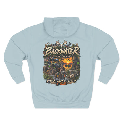 Backwater Outfitters Hoodie — 'Ride It • Hunt It • Fish It' Outdoor Pullover