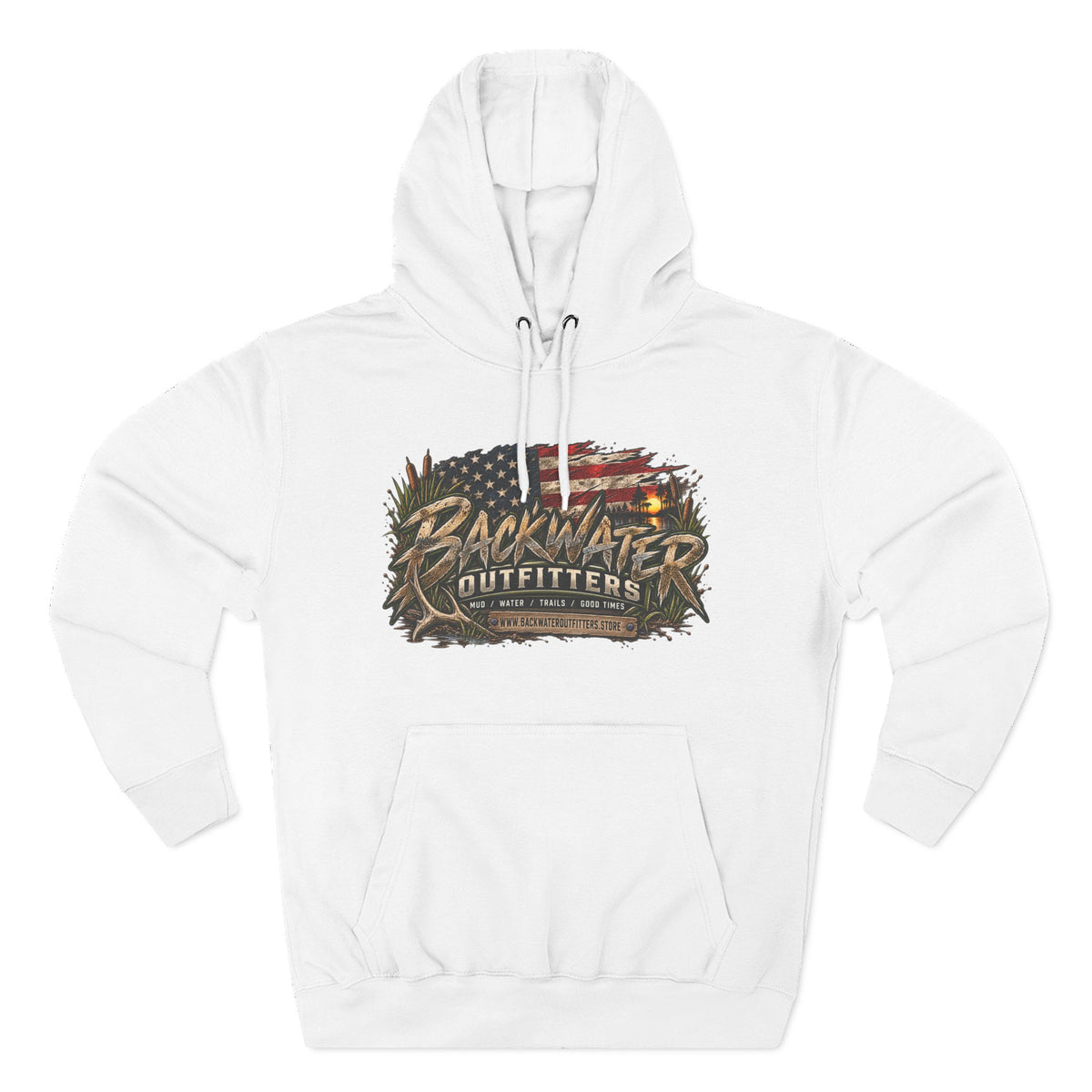 Backwater Outfitters Off-Road Hoodie – American Flag & UTV Graphic Fleece Printify
