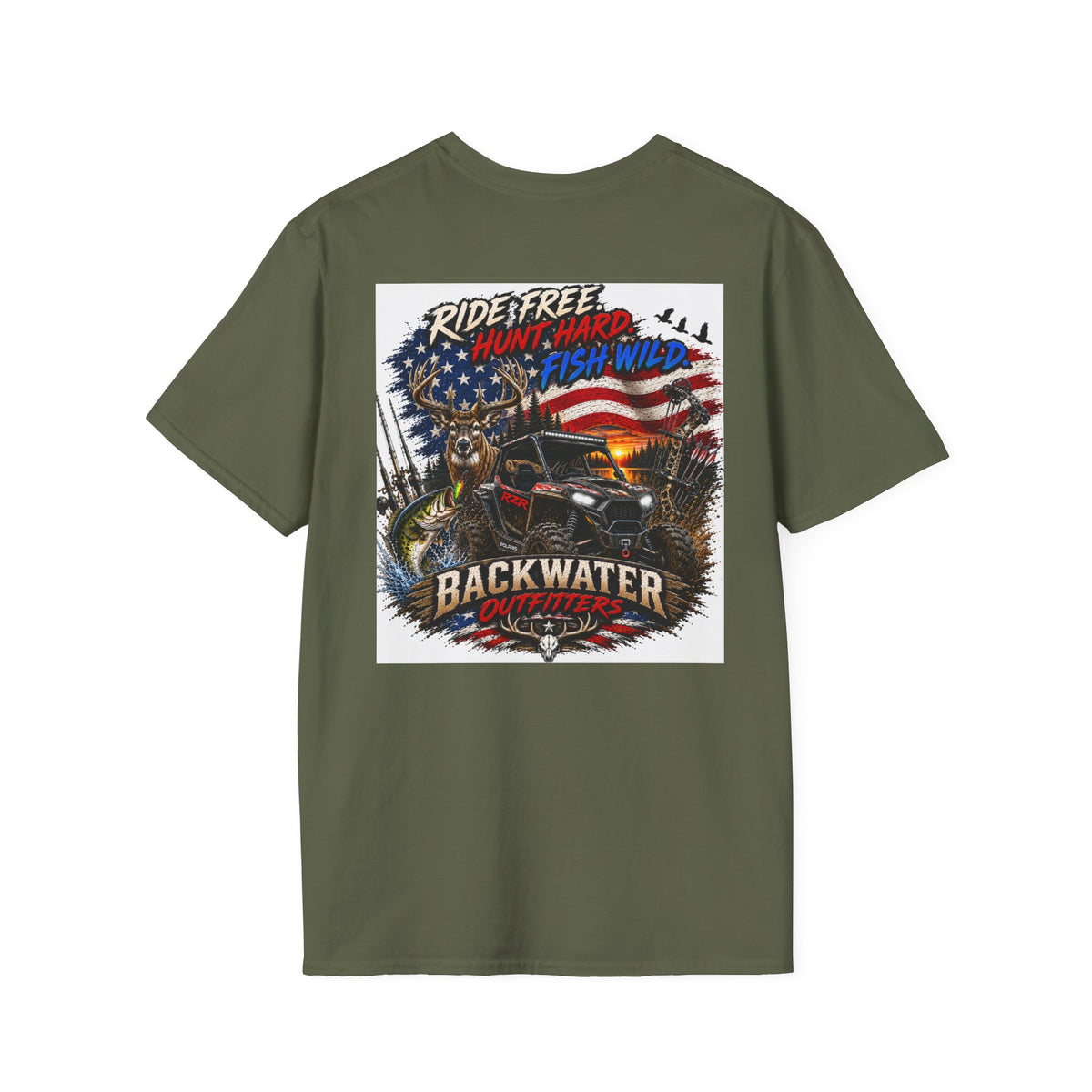 Patriotic Trailblazer T-Shirt — American Flag Motorcycle Graphic