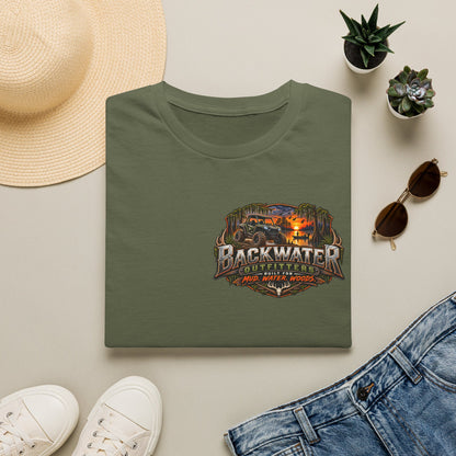 Backwater Outfitters Fishing T-Shirt — Retro Swamp Camp Logo