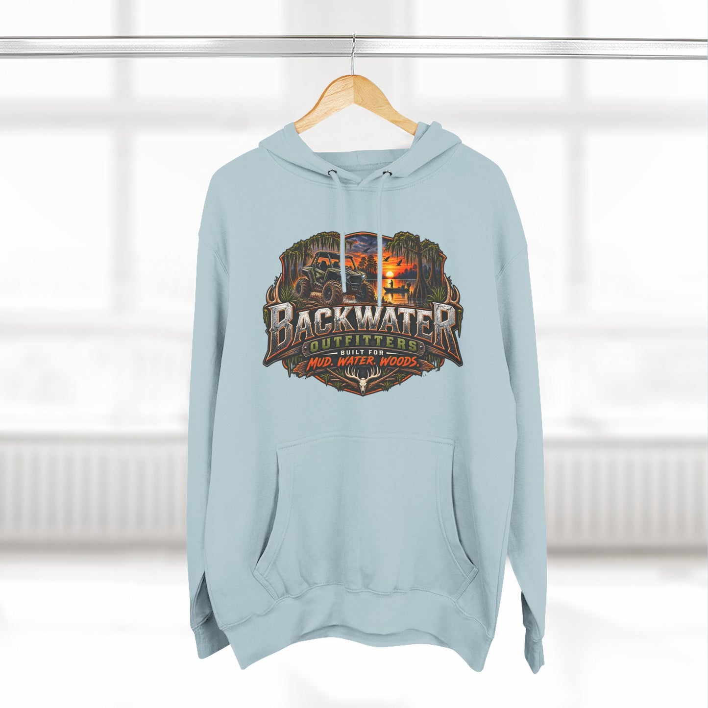 Backwater Outfitters Hoodie — 'Ride It • Hunt It • Fish It' Outdoor Pullover