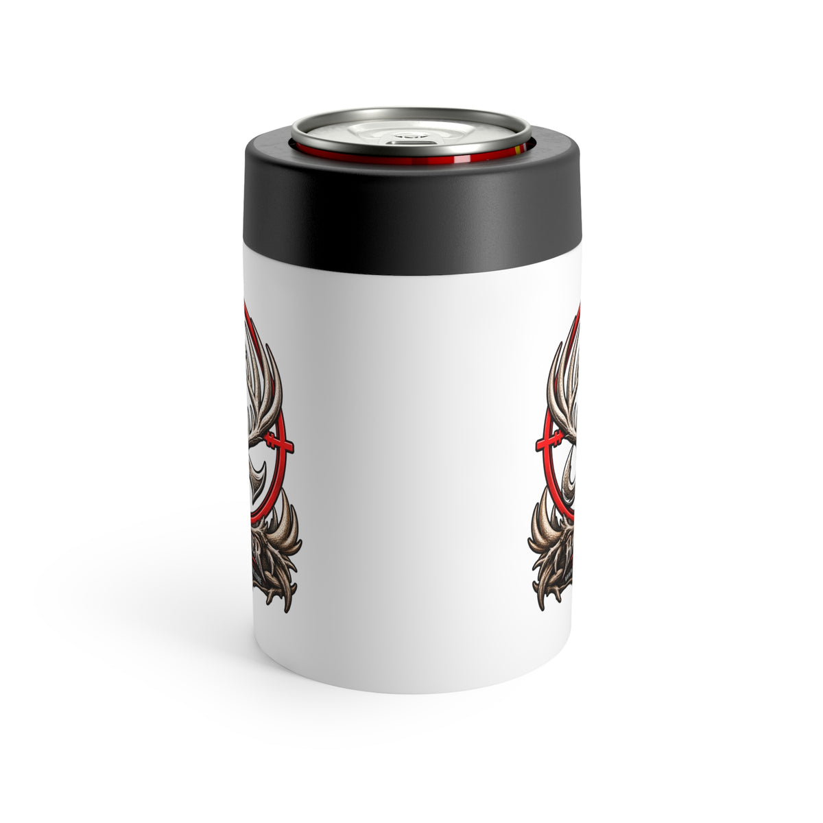 James Luker Antler Skull Can Cooler - Rustic Hunting Beverage Holder Printify