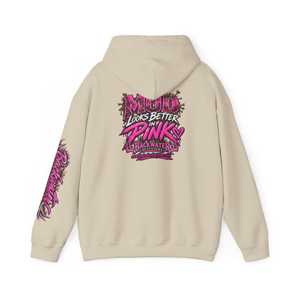 Girl Backwater Outfitters "Mud Looks Better Pink" Hoodie Printify