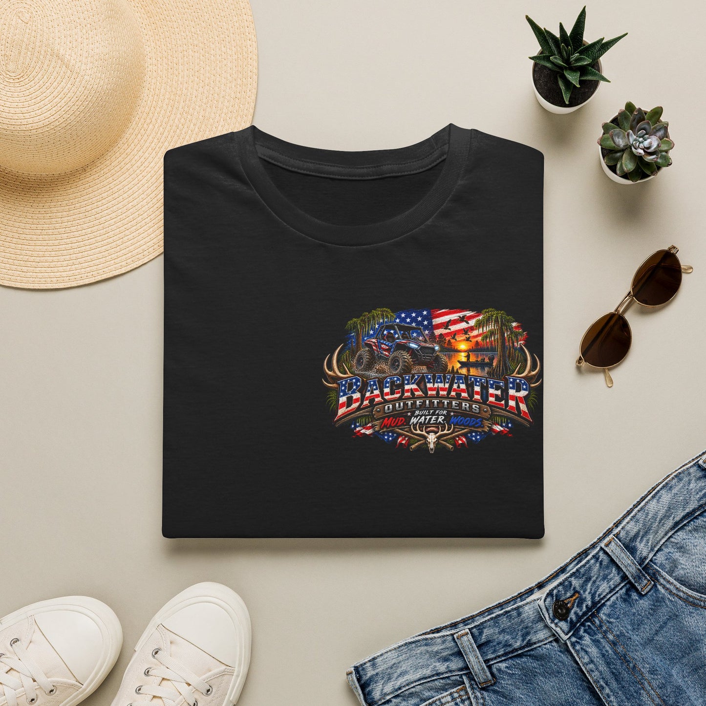 Patriotic Trailblazer T-Shirt — American Flag Motorcycle Graphic