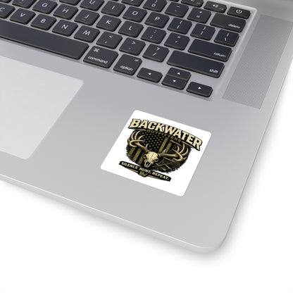 Backwater Outfitters Hunting Skull Square Sticker – “Silence. Hunt. Repeat.”