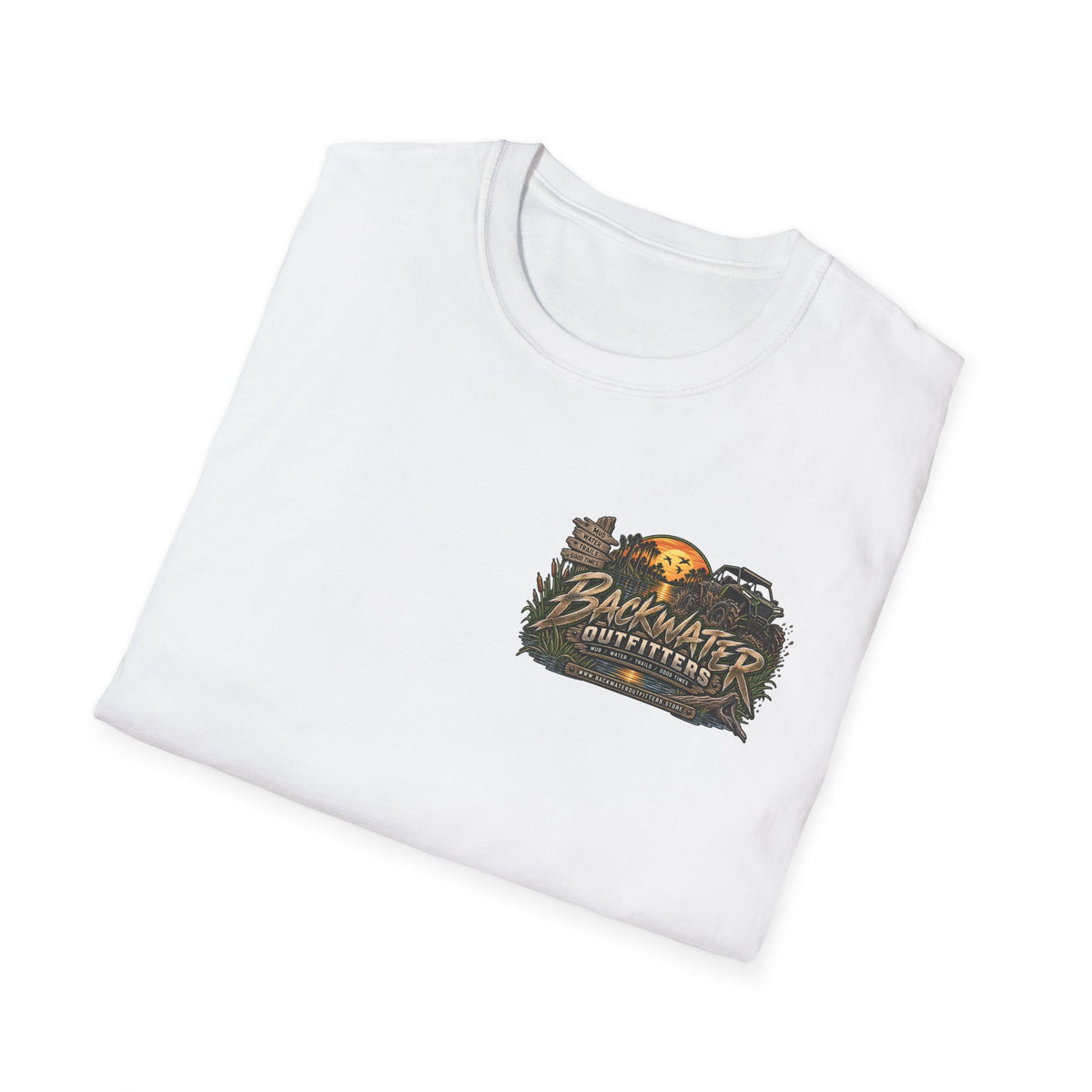 Simply Backwater Outfitters Fishing Tee – Sunset Swamp Outdoor Shirt Printify