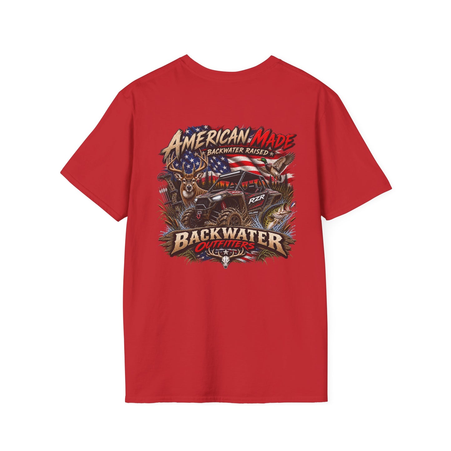 Backwater Outfitters Fishing T-Shirt — Retro Swamp Camp Logo