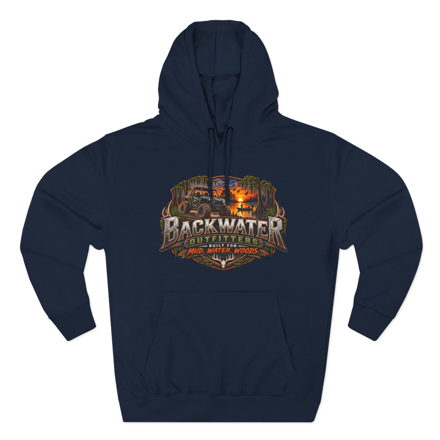 Backwater Outfitters Hoodie — Ride It, Hunt It, Fish It Graphic Pullover