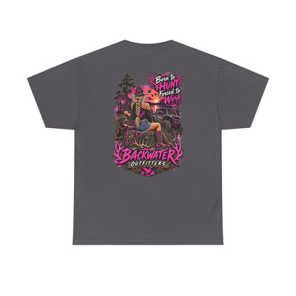 Backwater Outfitters Hunting Graphic Tee — "Born to Hunt, Forced to Work"
