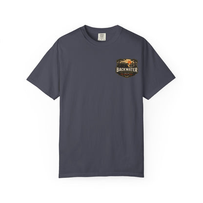 Backwater Outfitters Sunset Canoe T-Shirt — "Built for Mud. Water. Woods."