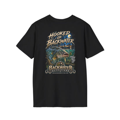 Hooked on Backwater Fishing T-Shirt — Bass Angler Graphic Tee Printify