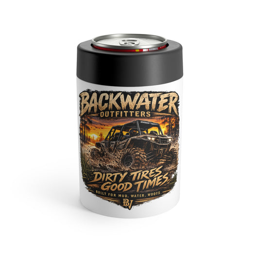Backwater Outfitters Can Cooler – “Dirty Tires Good Times” Mud Runner Can Holder