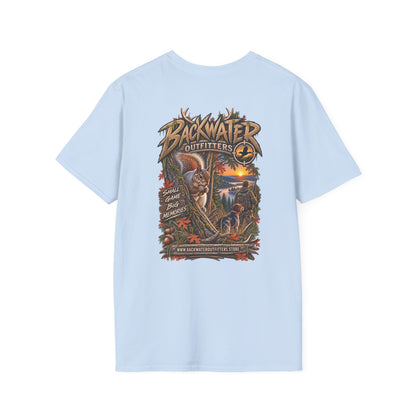 Backwater Outfitters Fishing T-Shirt — Outdoor Sunset Graphic Tee Printify