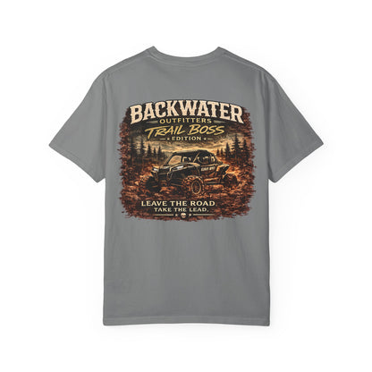 Trail Boss T-Shirt — Backwater Outfitters Off-Road Graphic Tee ("Leave the Road, Take the Lead")