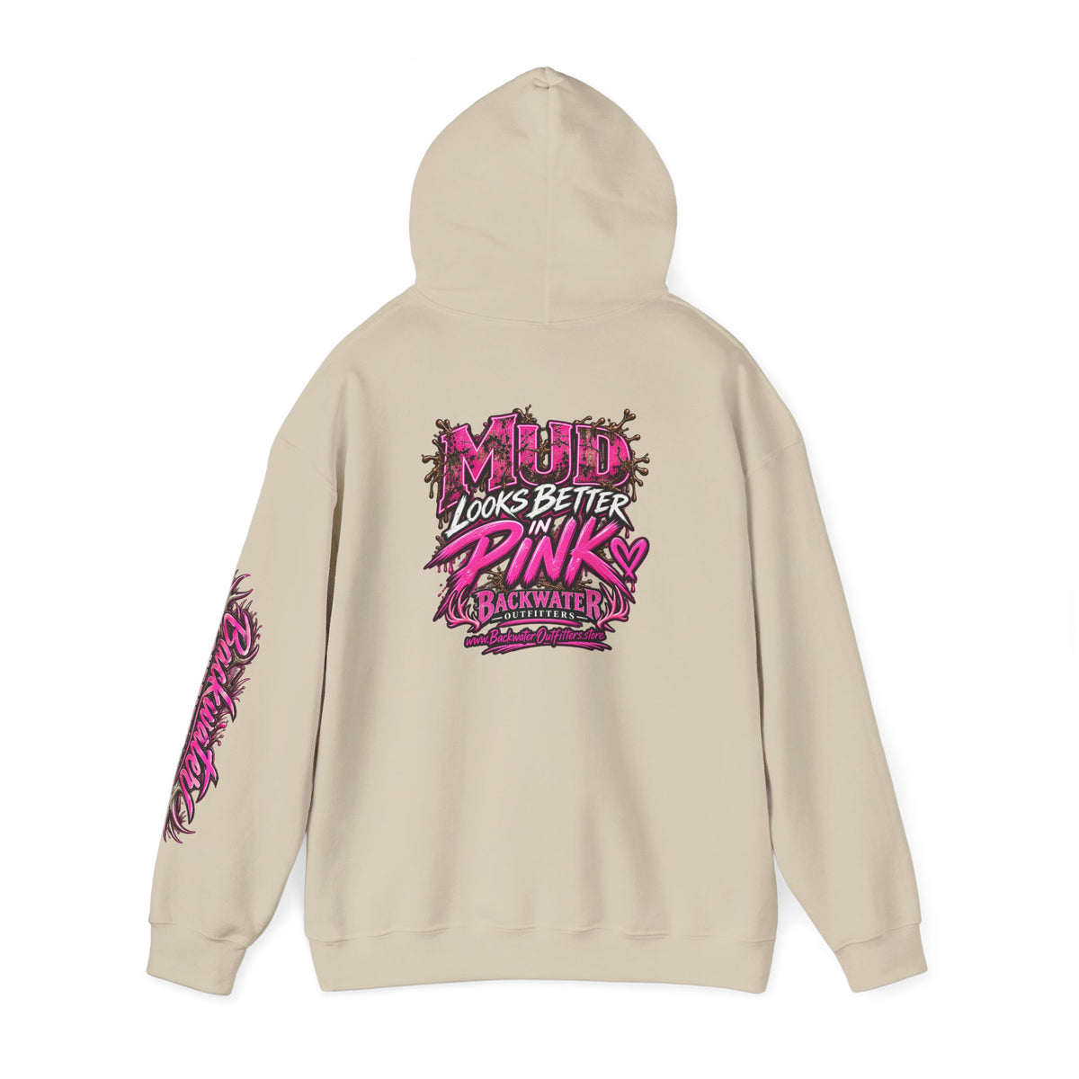 Girl Backwater Outfitters "Mud Looks Better Pink" Hoodie Printify