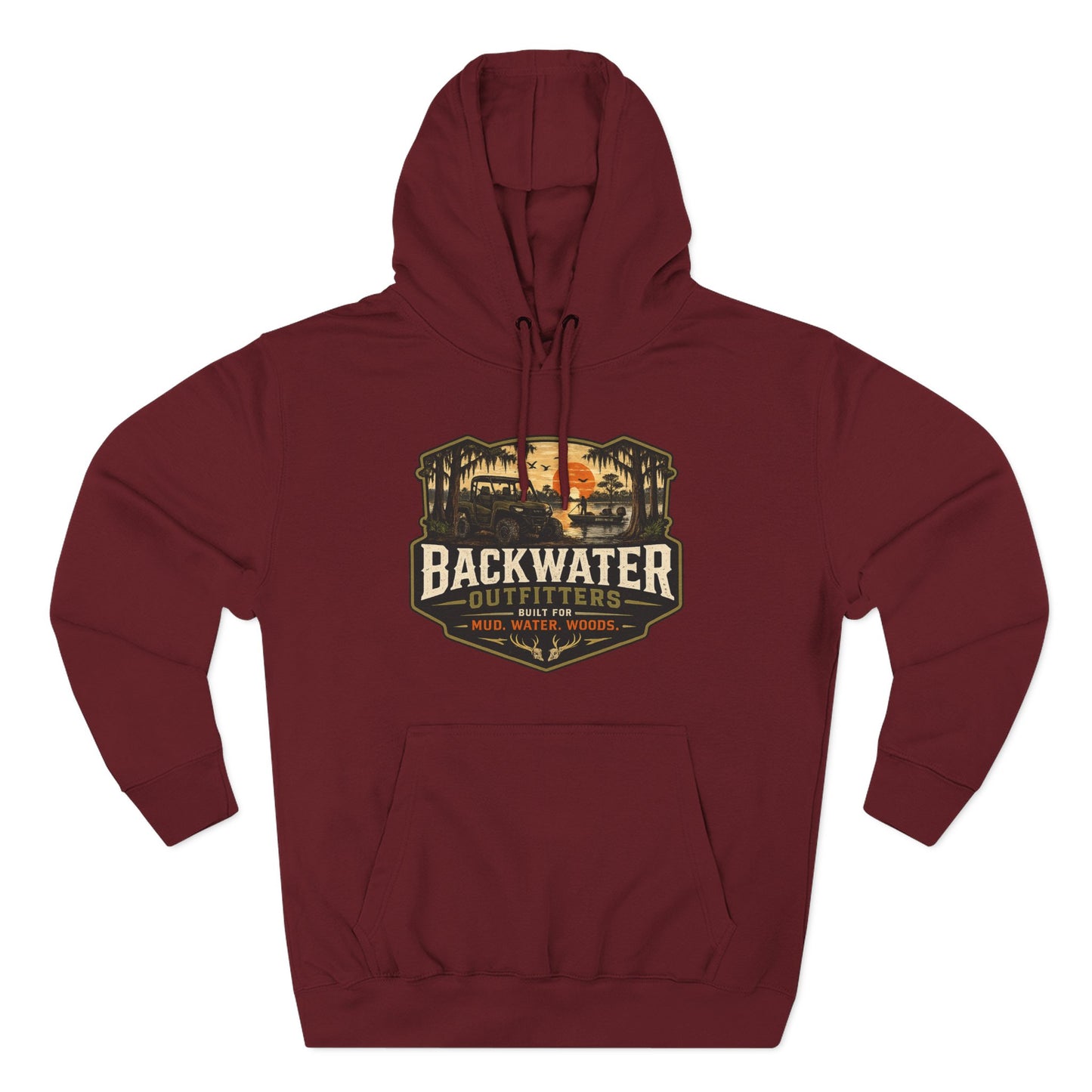 Backwater Outfitters Fishing Hoodie — “My Retirement Plan Has a Trolling Motor” Graphic
