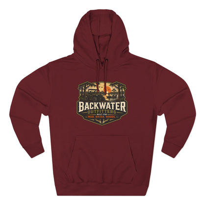 Backwater Outfitters Fishing Hoodie — “My Retirement Plan Has a Trolling Motor” Graphic