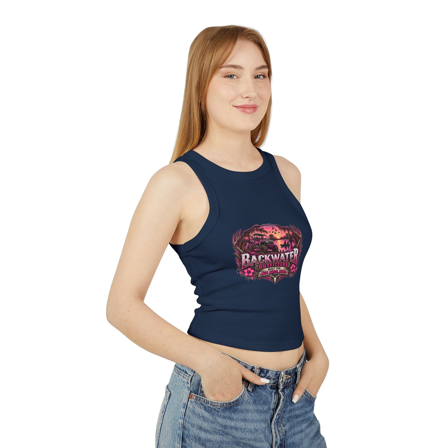 Backwater Hooked Tank Top — Women's Fishing Racerback Graphic