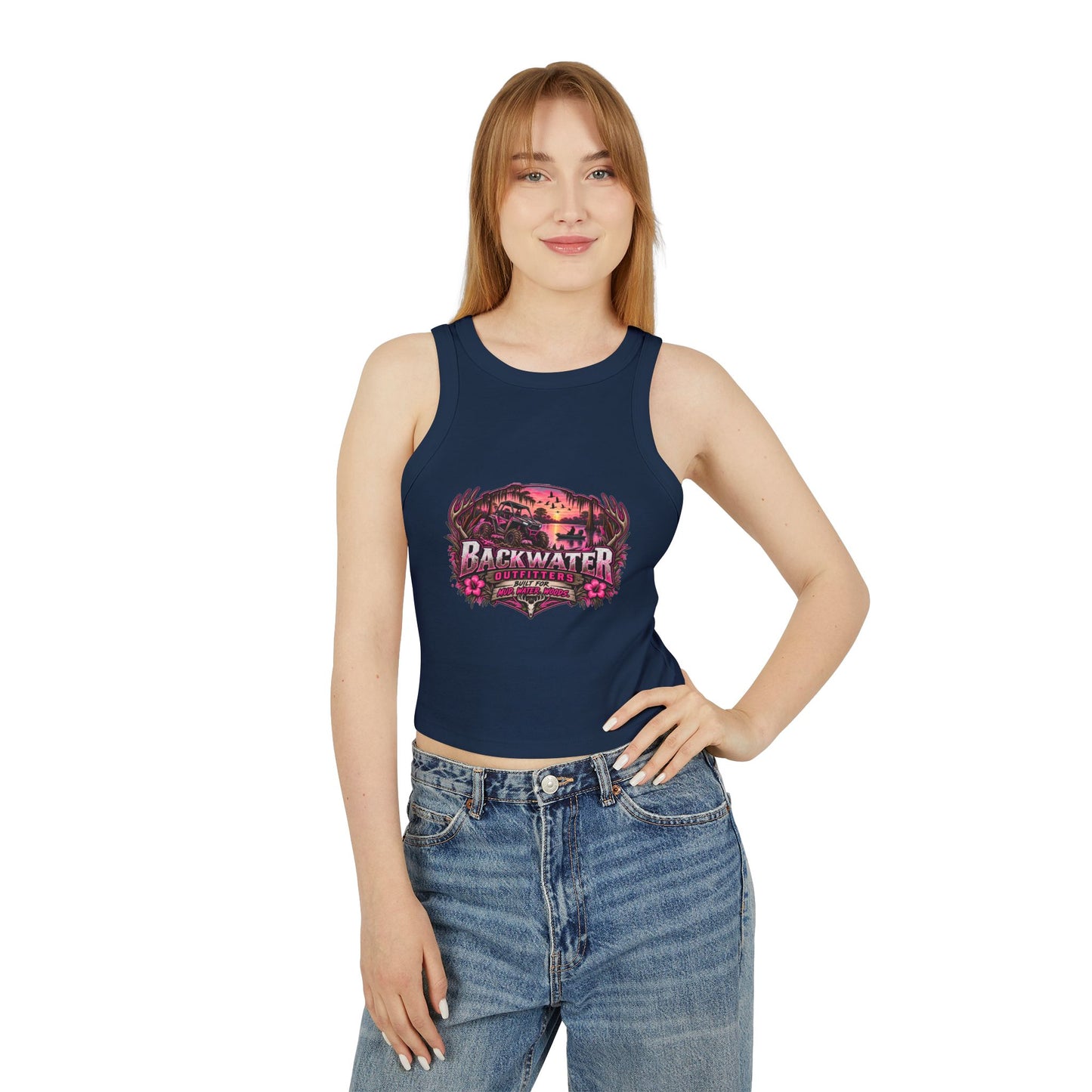 Backwater Hooked Tank Top — Women's Fishing Racerback Graphic