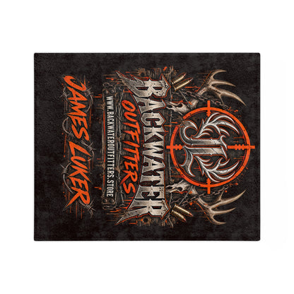 Backwater Outfitters Personalized Velveteen Blanket — "James Luker" Hunting Logo Throw Printify