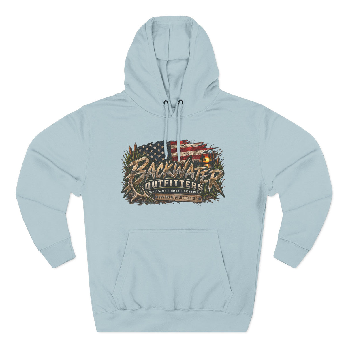 Backwater Outfitters Off-Road Hoodie – American Flag & UTV Graphic Fleece Printify