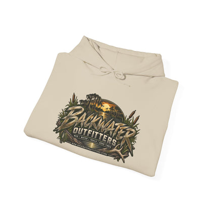 Simply Backwater Outfitters Hoodie — Outdoor Fishing Sunset Graphic Pullover Printify