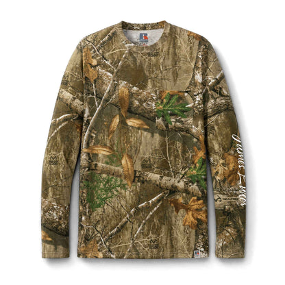 Camo Long Sleeve Pocket Tee — Backwater Outfitters Antler Logo