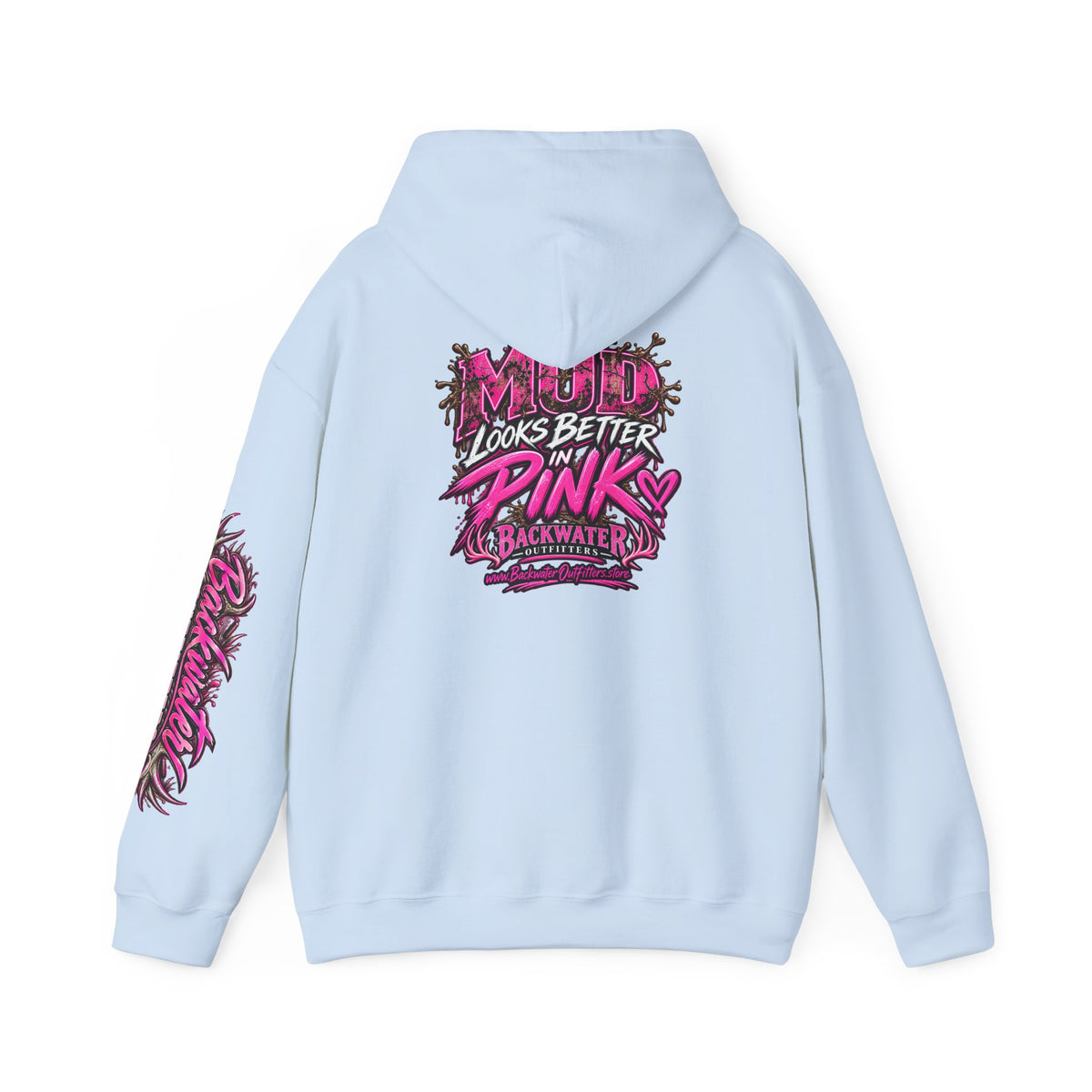Girl Backwater Outfitters "Mud Looks Better Pink" Hoodie Printify