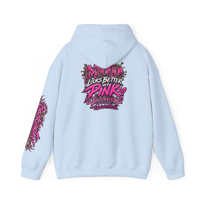 Girl Backwater Outfitters "Mud Looks Better Pink" Hoodie Printify